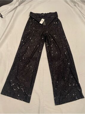 Banana Republic Black Sequined wide leg pants